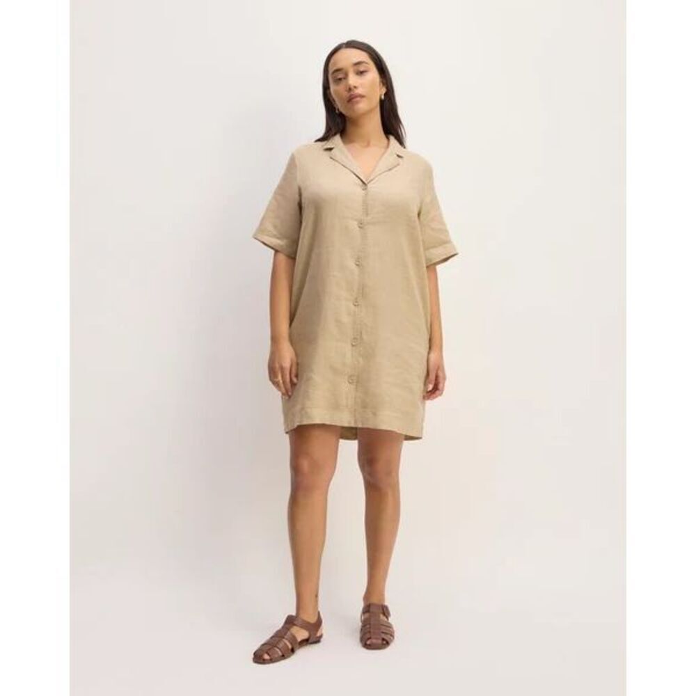 Everlane The Shirtdress in Linen Trench Coat Khaki size XXS